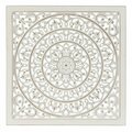 Kd Vestidor White Wood Square Floral Patterned Wall Decor KD3963341
